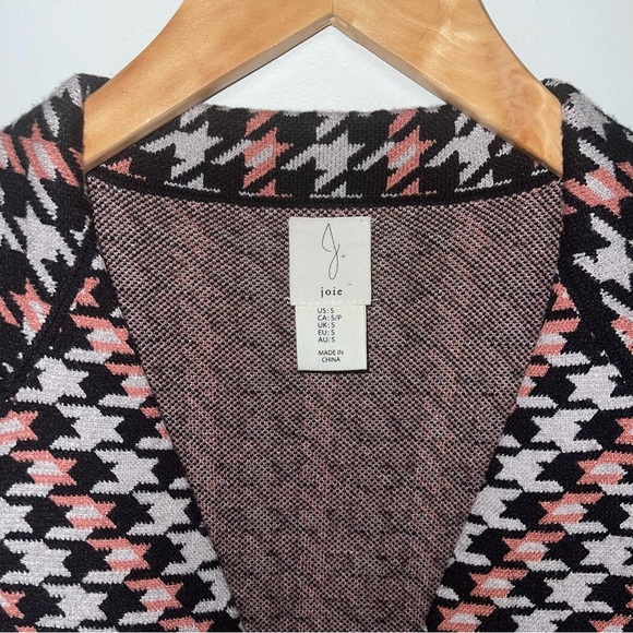 Joie Blazer Women’s Size Small Black Grey Houndstooth Knit Gold Double-Breasted - Picture 8 of 9